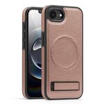 Per iPhone 16e Custodia per telefono PU con supporto multifunzione MagSafe (oro rosa)