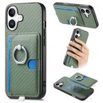 Per iPhone 16 Plus Custodia per telefono con inserto laterale ad anello in fibra di carbonio MagSafe (verde)