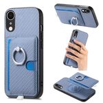 Per iPhone XR Custodia per telefono con inserto laterale ad anello in fibra di carbonio MagSafe (blu)