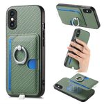 Per iPhone XS Max Custodia per telefono con inserto laterale ad anello in fibra di carbonio MagSafe (verde)