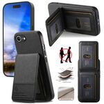 Per iPhone 16e Twill Tessuto Pelle Verticale Flip RFID Card Bag Custodia per Telefono (Nero)