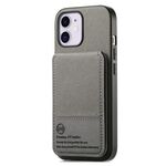 Per iPhone 11 Twill Tessuto Pelle Verticale Flip RFID Card Bag Custodia per Telefono (Grigio)