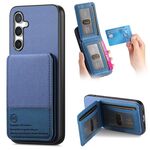 Per Samsung Galaxy S24 FE 5G Twill Tessuto Pelle Verticale Flip RFID Card Bag Custodia per Telefono (Blu)