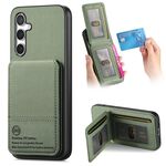 Per Samsung Galaxy S24 FE 5G Twill Tessuto Pelle Verticale Flip RFID Card Bag Custodia per Telefono (Verde)