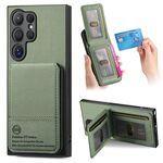 Per Samsung Galaxy S22 Ultra 5G Twill Tessuto Pelle Verticale Flip RFID Card Bag Custodia per Telefono (Verde)