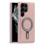 Per Samsung Galaxy S22 Ultra 5G Silver Shield MagSafe Holder Custodia antiurto per telefono (rosa)