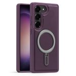Per Samsung Galaxy S23+ 5G Silver Shield MagSafe Holder Custodia antiurto per telefono (viola)