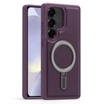Per Samsung Galaxy S24 5G Silver Shield MagSafe Holder Custodia antiurto per telefono (viola)