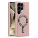 Per Samsung Galaxy S24 Ultra 5G Silver Shield MagSafe Holder Custodia antiurto per telefono (rosa)