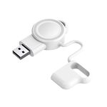 Per Apple Watch 1/2/3/4/5/6/7/8/9/10/SE Caricabatterie wireless magnetico Mini caricabatterie portatile intelligente (bianco)