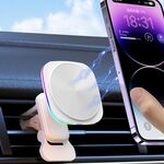Per iPhone 12-16 Cellulare Auto Caricabatterie Magnetico Wireless Supporto per Bocchetta dell'Aria Auto Caricabatterie Rapido Luce RGB (Bianco)