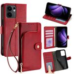 Per OPPO Reno13 F 5G / 4G Custodia in pelle con cerniera (rosso)