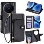 Per vivo X200 Pro 5G Custodia in pelle con cerniera (nero)