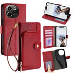 Per Tecno Pova 6 Neo 5G Custodia in pelle con cerniera (rosso)