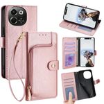 Per Tecno Pova 6 Neo 5G Custodia in pelle con cerniera (oro rosa)