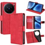 Per vivo X200 Pro 5G Custodia per telefono in pelle con chiusura magnetica in coccodrillo (rosso)