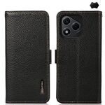 Per Honor 400 Lite KHAZNEH Custodia per telefono in vera pelle Litchi magnetica laterale RFID (nera)
