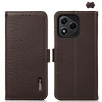 Per Honor 400 Lite KHAZNEH Custodia per telefono in vera pelle Litchi magnetica laterale RFID (marrone)
