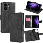 Per OPPO Reno13 F 5G / 4G Custodia in pelle con chiusura magnetica effetto coccodrillo (nero)