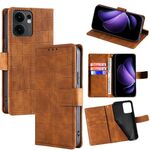 Per OPPO Reno13 F 5G / 4G Custodia in pelle con chiusura magnetica in coccodrillo (marrone)