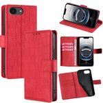 Per iPhone 16e Custodia per telefono in pelle con chiusura magnetica e effetto pelle di coccodrillo (rosso)