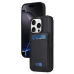 Per iPhone 16 Pro BETOPNICE Custodia per telefono con portafoglio MagSafe staccabile verticale a ribalta (nero)
