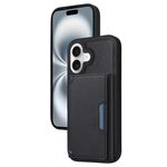 Per iPhone 16 BETOPNICE Custodia per telefono con portafoglio MagSafe staccabile orizzontale a ribalta (nero)