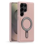 Per Samsung Galaxy S25 Ultra 5G Silver Shield MagSafe Holder Custodia antiurto per telefono (rosa)