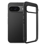 Per Google Pixel 10/10 Pro Custodia per telefono in TPU satinato + PC trasparente (nero)