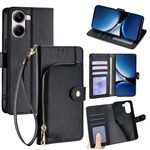 Per Redmi Turbo 4 Custodia in pelle con cerniera (nero)