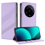 Per Xiaomi 14 Ultra 5G Global Embossed Multi-funzionale Portafoglio Retro Custodia in Pelle per Telefono (Viola Chiaro)