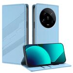 Per Xiaomi 14 Ultra 5G Global Embossed Multi-funzionale Portafoglio Retro Custodia in Pelle per Telefono (Blu Chiaro)