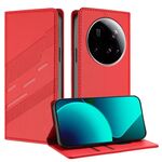 Per Xiaomi 15 Ultra Embossed Multi-funzionale Portafoglio Retro Custodia in Pelle per Telefono (Rosso)