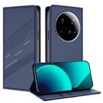 Per Xiaomi 15 Ultra Embossed Multi-funzionale Portafoglio Retro Custodia in Pelle per Telefono (Blu Scuro)