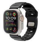 Per Apple Watch 42mm / 41mm / 40mm / 38mm Cinturino per orologio in gomma fluorurata con fibbia inversa tinta unita (nero)