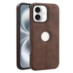 Per iPhone 16 Plus Crazy Horse Custodia per telefono in pelle con retro in pelle (marrone scuro)