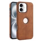 Per iPhone 16 Plus Crazy Horse Custodia per telefono in pelle con retro in pelle (marrone chiaro)