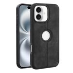 Per iPhone 16 Plus Crazy Horse Custodia per telefono in pelle con retro in pelle (nero)