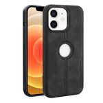 Per iPhone 12 Custodia per telefono con cover posteriore in pelle Crazy Horse (nera)
