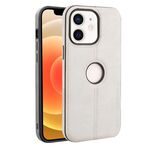 Per iPhone 12 Crazy Horse Custodia per telefono in pelle con retro in silicone (grigio)