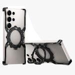 Per Samsung Galaxy S25 Ultra 5G Custodia per telefono in metallo senza bordi con supporto MagSafe per ingranaggi meccanici (nero)
