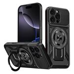 Per iPhone 16 Pro Armor Rotating Holder MagSafe Custodia per telefono (Nero)