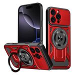 Per iPhone 16 Pro Armor Rotating Holder MagSafe Custodia per telefono (rosso)