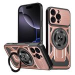 Per iPhone 16 Pro Armor Rotating Holder MagSafe Custodia per telefono (oro rosa)
