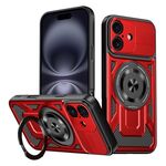 Per iPhone 16 Plus Custodia per telefono con supporto rotante MagSafe Armor (rosso)