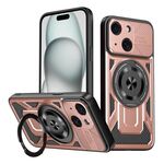 Per iPhone 15 Custodia per telefono con supporto girevole MagSafe Armor (oro rosa)