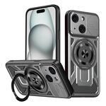 Per iPhone 15 Custodia per telefono MagSafe con supporto girevole Armor (grigio)