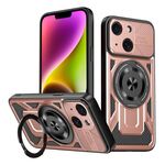 Per iPhone 14 Plus Custodia per telefono con supporto rotante MagSafe Armor (oro rosa)