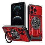 Per iPhone 12 Pro Max Custodia per telefono MagSafe con supporto rotante Armor (rosso)