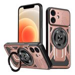 Per iPhone 12 Custodia per telefono con supporto rotante MagSafe Armor (oro rosa)